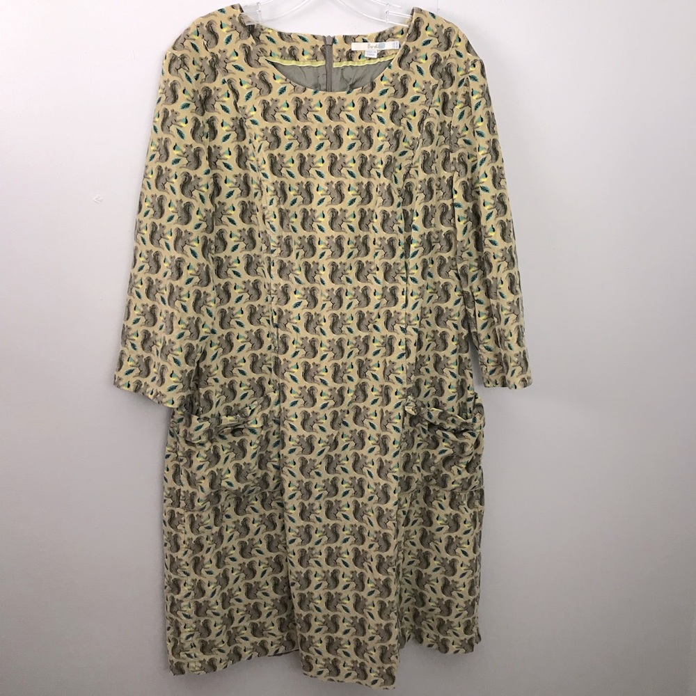 Boden | Squirrel Print Corduroy Dress Long